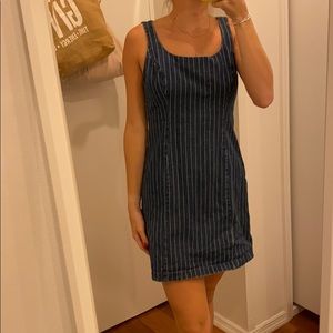 Open Back Jean Stripped Dress